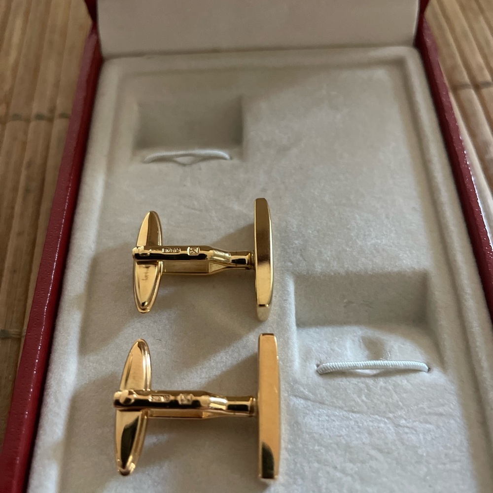 S.T. Dupont Cufflinks - Rectangle Shape Gold/Blac… - image 3
